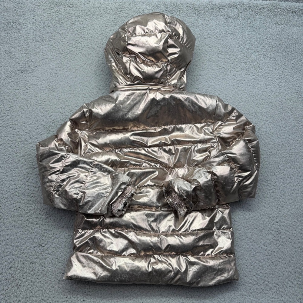 Polo Ralph Lauren Kids Size 7 Metallic Silver Hooded Puffer Jacket Winter Coat - Picture 6 of 16